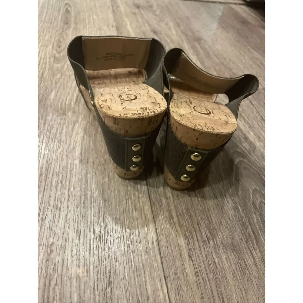 Cato Cork Wedge Heels Olive Green Size 8